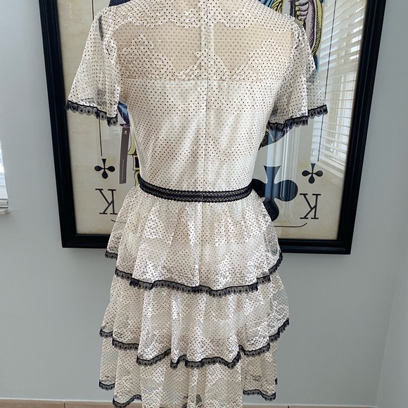 ⚫️ NWT Shoshanna Stacia Lace Tiered Polka Dot Anthropologie Dress Size 4 - Picture 6 of 16
